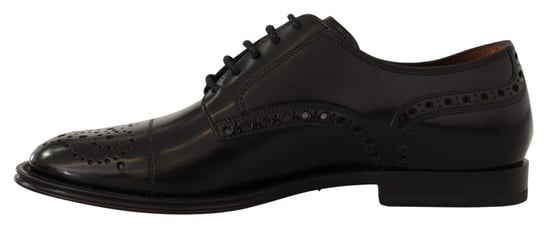 Dolce & Gabbana Schwarze Leder Schnürschuhe für Herren mit Flügelkappe - Image 5