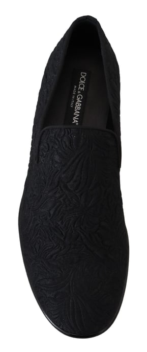 Dolce & Gabbana Schwarze Blumensatin-Jacquard-Pantoletten Loafers Schuhe - Image 2