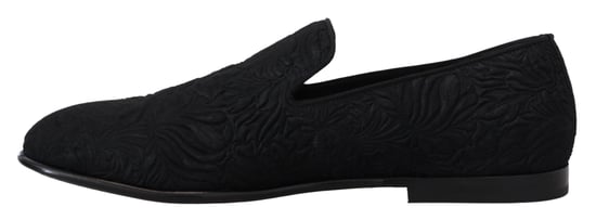 Dolce & Gabbana Schwarze Blumensatin-Jacquard-Pantoletten Loafers Schuhe - Image 6