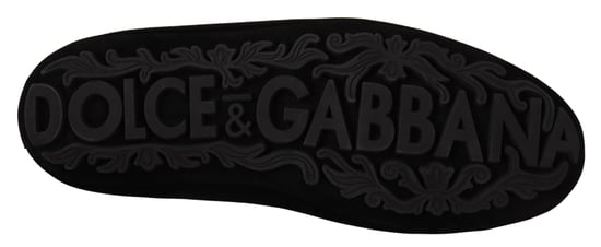Dolce & Gabbana Schwarze Leder Kristall Gold Krone Slipper Schuhe - Image 6