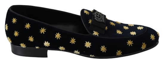 Dolce & Gabbana Blaue Samtkrone Hausschuhe Loafers Schuhe - Image 1