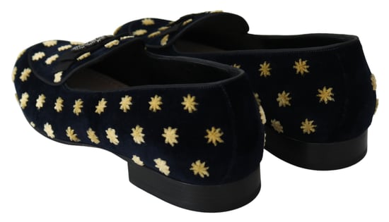 Dolce & Gabbana Blaue Samtkrone Hausschuhe Loafers Schuhe - Image 2