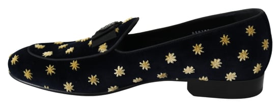 Dolce & Gabbana Blaue Samtkrone Hausschuhe Loafers Schuhe - Image 3