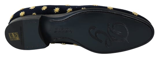 Dolce & Gabbana Blaue Samtkrone Hausschuhe Loafers Schuhe - Image 4