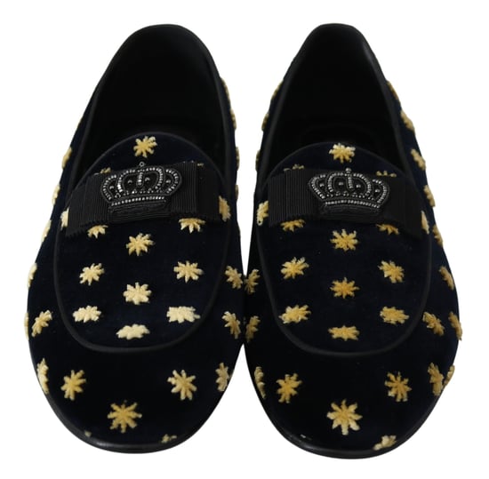 Dolce & Gabbana Blaue Samtkrone Hausschuhe Loafers Schuhe - Image 6