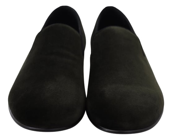 Dolce & Gabbana Grüne Samt Slipper Herren Loafers Schuhe - Image 4