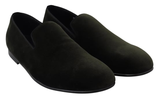 Dolce & Gabbana Grüne Samt Slipper Herren Loafers Schuhe - Image 5