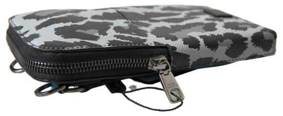 Dolce & Gabbana Graue Leopard-Leder Herren Tasche Crossbody Sling Handy-Tasche - Image 2