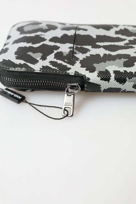 Dolce & Gabbana Graue Leopard-Leder Herren Tasche Crossbody Sling Handy-Tasche - Image 4