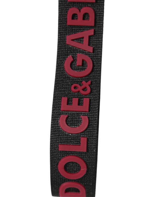Dolce & Gabbana Schwarzer Roter DG Logo Polyester Silber Männer Schlüsselanhänger Schlüsselring - Image 4