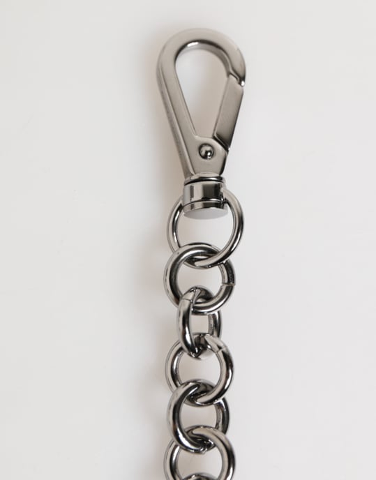 Dolce & Gabbana Schwarz Weiß DG Gummi Logo Silber Herren Schlüsselanhänger Schlüsselring - Image 4