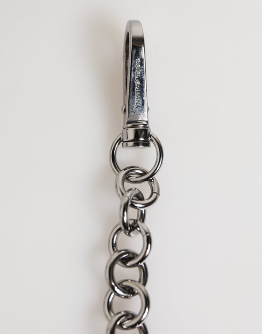 Dolce & Gabbana Schwarz Weiß DG Gummi Logo Silber Herren Schlüsselanhänger Schlüsselring - Image 5