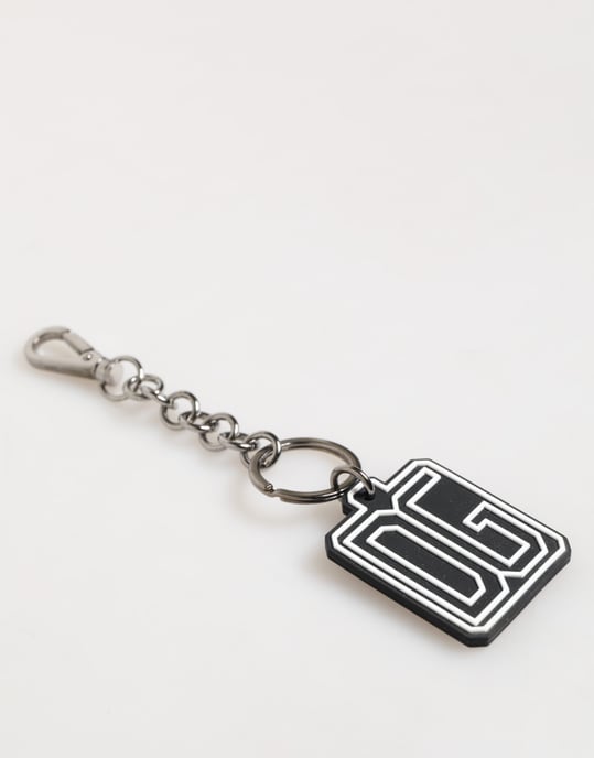 Dolce & Gabbana Schwarz Weiß DG Gummi Logo Silber Herren Schlüsselanhänger Schlüsselring - Image 6