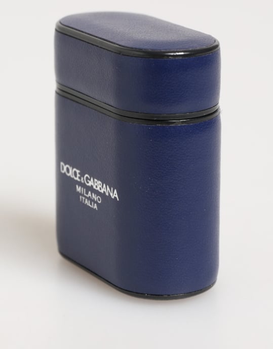 Dolce & Gabbana Blauer Leder-Logo-Druck Flip-Halter Herren Airpods-Hülle - Image 3