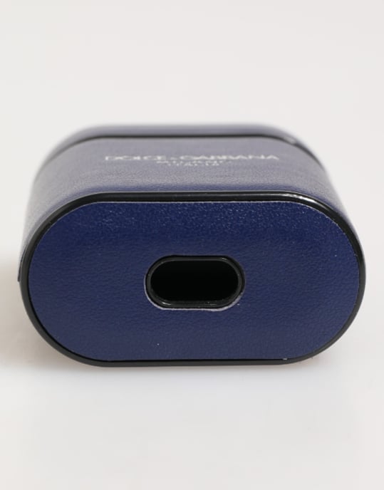 Dolce & Gabbana Blauer Leder-Logo-Druck Flip-Halter Herren Airpods-Hülle - Image 5