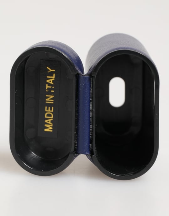 Dolce & Gabbana Blauer Leder-Logo-Druck Flip-Halter Herren Airpods-Hülle - Image 6