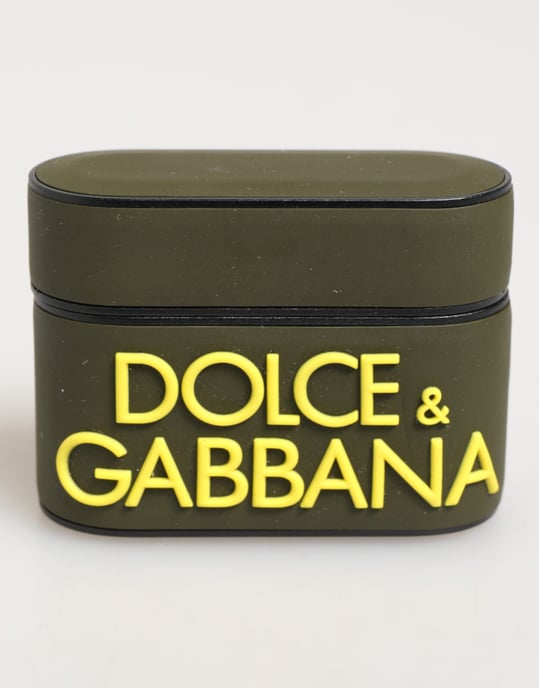 Dolce & Gabbana Armygrün Gummi-Logo-Prägezubehör AirPods-Hülle - Image 2