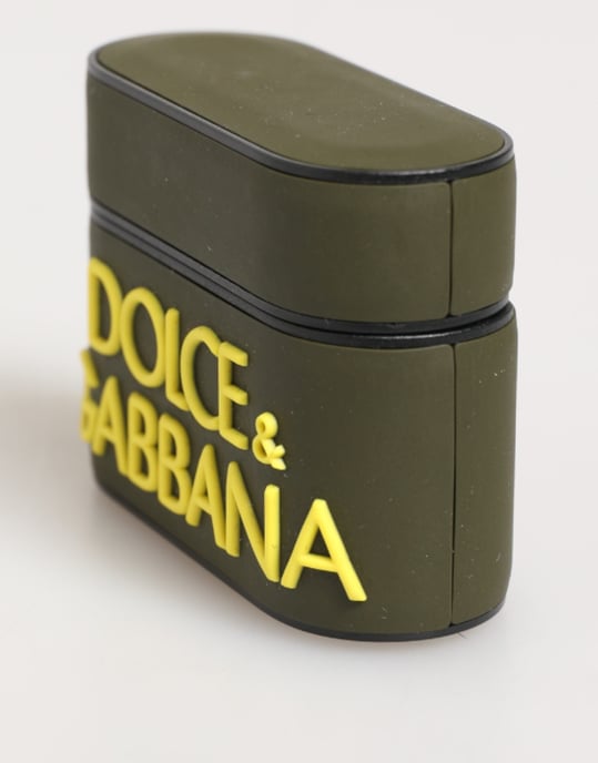 Dolce & Gabbana Armygrün Gummi-Logo-Prägezubehör AirPods-Hülle - Image 3