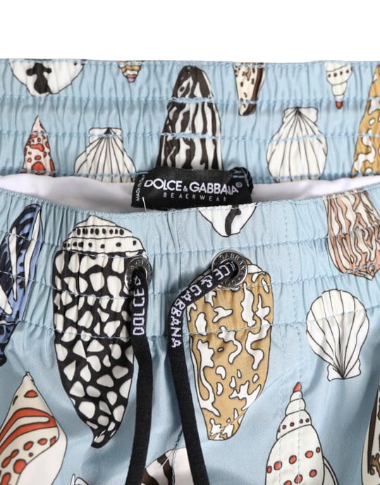 Dolce & Gabbana Blau Muscheldruck Nylon Herren Shorts Badebekleidung - Image 4