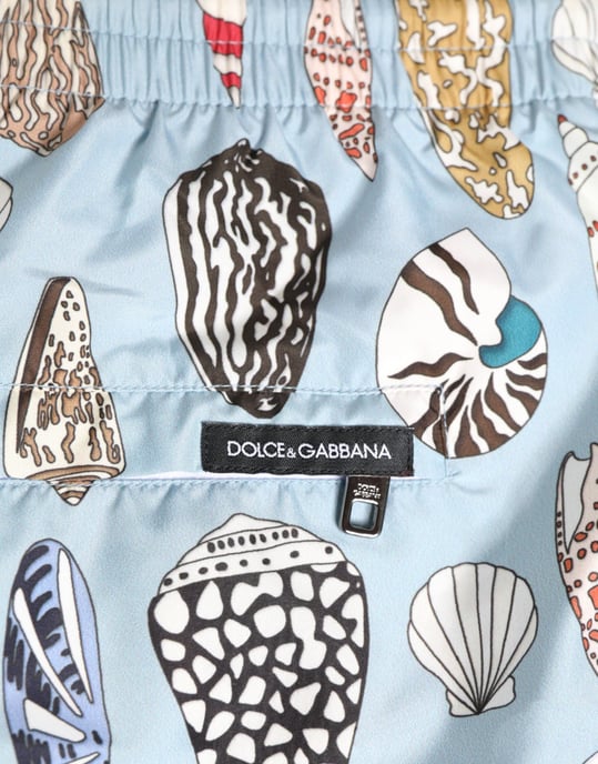 Dolce & Gabbana Blau Muscheldruck Nylon Herren Shorts Badebekleidung - Image 6