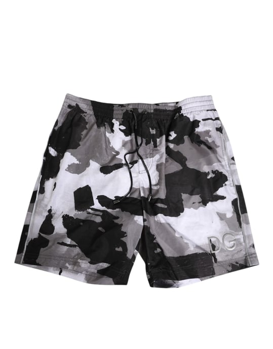 Dolce & Gabbana Schwarz Weiß Camouflage DG Logo Herren Badebekleidung - Image 2