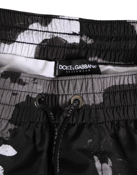 Dolce & Gabbana Schwarz Weiß Camouflage DG Logo Herren Badebekleidung - Image 4