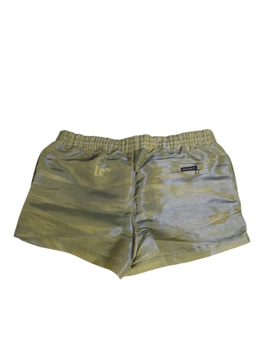Dolce & Gabbana Grüne Polyester Metallisches Logo-Print Herren Badebekleidung - Image 5