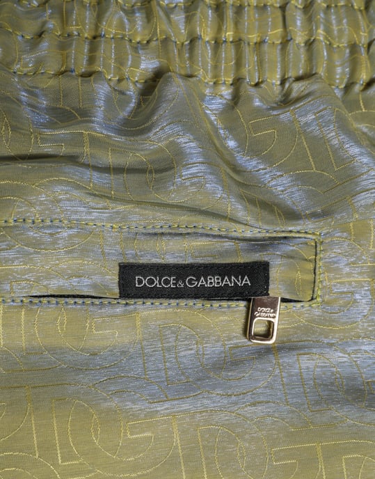 Dolce & Gabbana Grüne Polyester Metallisches Logo-Print Herren Badebekleidung - Image 6