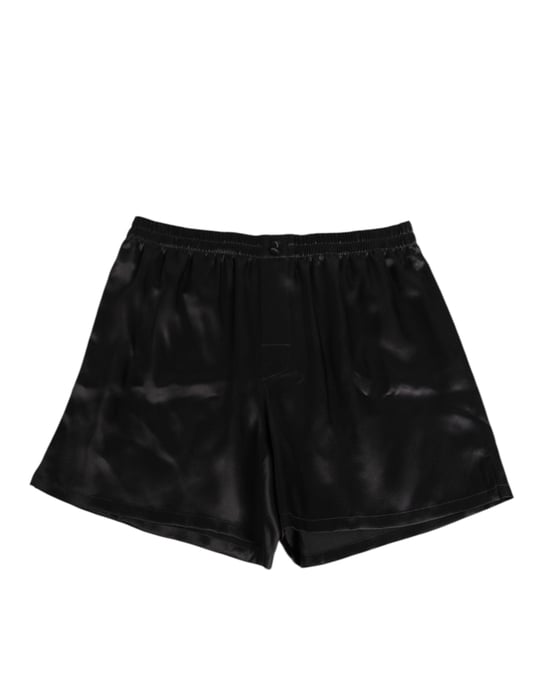 Dolce & Gabbana Schwarze Seiden-Satin Elastische Herren Boxershorts Bademode - Image 2