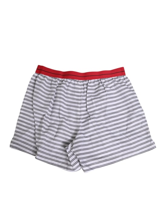 Dolce & Gabbana Weiße Gestreifte Baumwollshorts mit Rote Taillenbund Badebekleidung - Image 5
