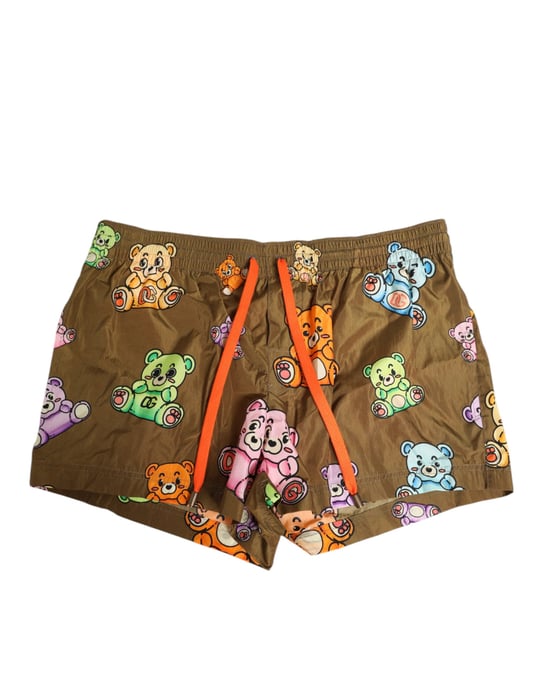 Dolce & Gabbana Braune Mehrfarbige Teddy Bear Herren Shorts Badebekleidung - Image 2