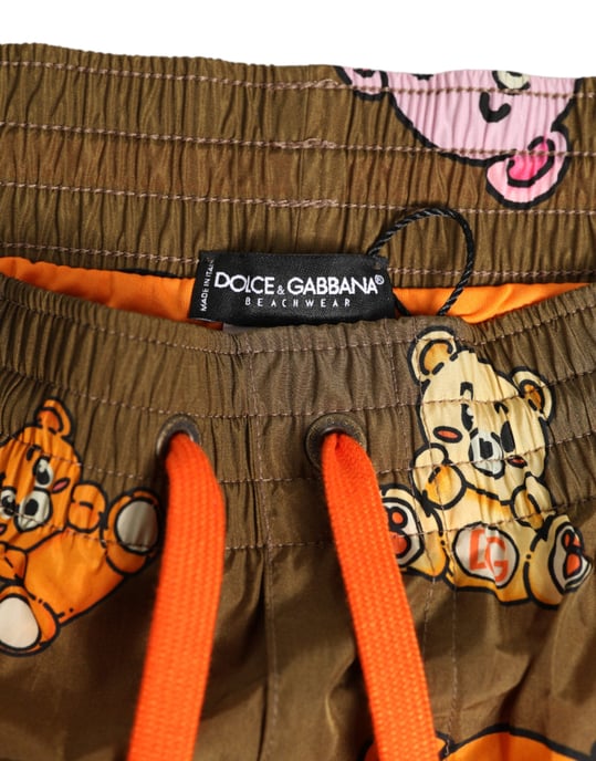 Dolce & Gabbana Braune Mehrfarbige Teddy Bear Herren Shorts Badebekleidung - Image 4