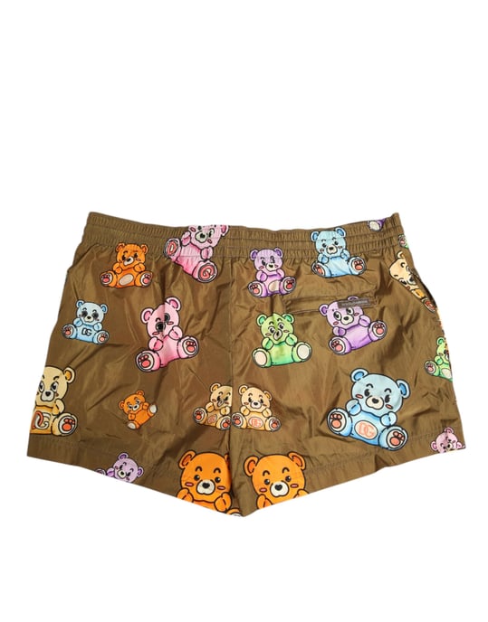 Dolce & Gabbana Braune Mehrfarbige Teddy Bear Herren Shorts Badebekleidung - Image 5