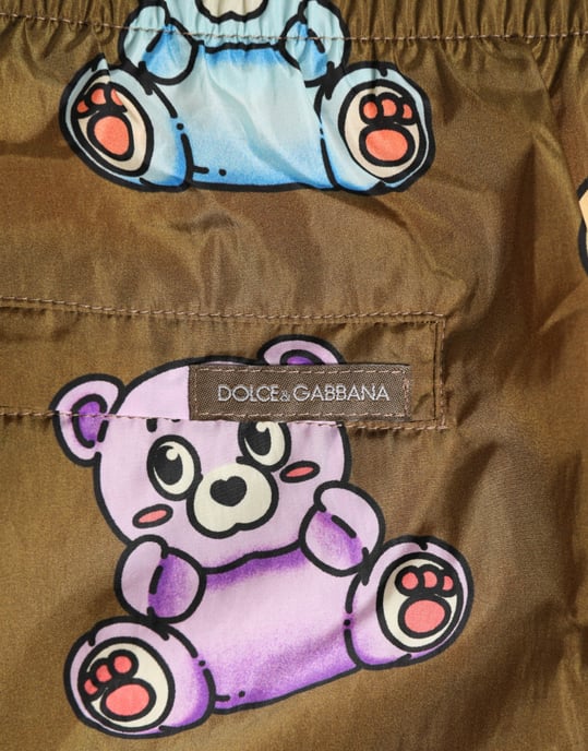 Dolce & Gabbana Braune Mehrfarbige Teddy Bear Herren Shorts Badebekleidung - Image 6