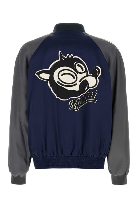 Marineblau Satin Bomberjacke - Image 2