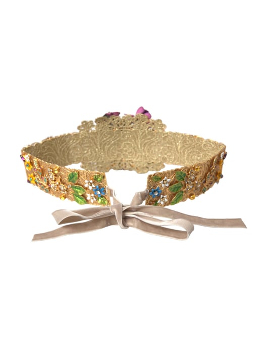 Dolce & Gabbana Mehrfarbiger Verzierter Floraler Kristall-Breitgürtel - Image 4