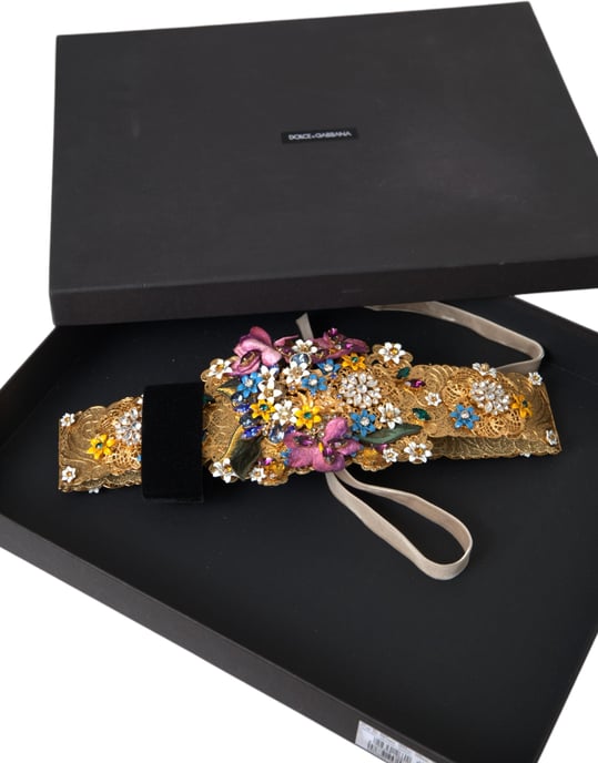 Dolce & Gabbana Mehrfarbiger Verzierter Floraler Kristall-Breitgürtel - Image 6