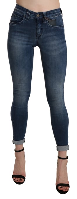 Ermanno Scervino Hellblau gewohnte Hohe Taille Skinny Crop Baumwolljeans - Image 1