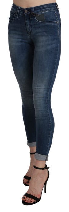 Ermanno Scervino Hellblau gewohnte Hohe Taille Skinny Crop Baumwolljeans - Image 2