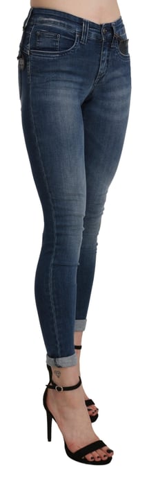 Ermanno Scervino Hellblau gewohnte Hohe Taille Skinny Crop Baumwolljeans - Image 4