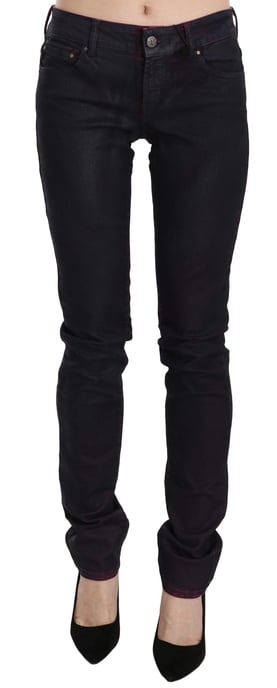 Just Cavalli Schwarze Baumwoll-Hose mit niedriger Taille und schmalem Schnitt - Image 1