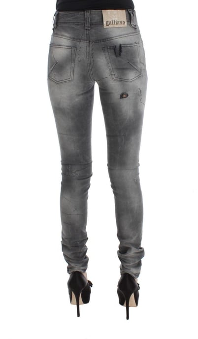 John Galliano Graue Waschung Baumwollmischung Slim Fit Denim Jeanshosen - Image 3