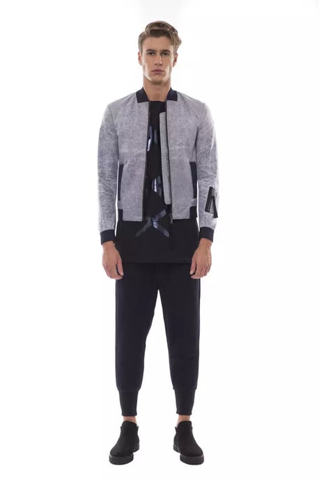 Nicolo Tonetto Graue Polyester Herren Bomberjacke - Image 4