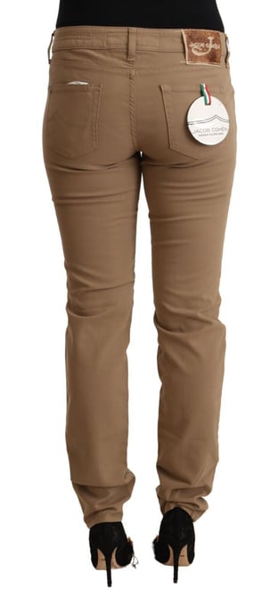Jacob Cohen Braune Baumwoll-Stretch-Mid-Waist Skinny Pants - Image 3