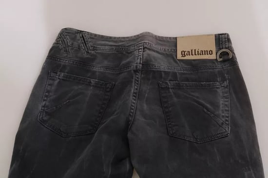 John Galliano Graue gewaschene niedrige Taille Reißverschluss-Seitenskinny-Denim-Jeans - Image 6