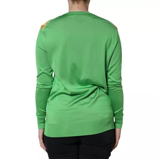 Dolce & Gabbana Grüner Seiden-Granita Al Limone Pullover mit langen Ärmeln - Image 2