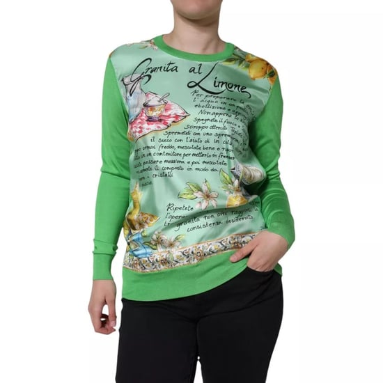 Dolce & Gabbana Grüner Seiden-Granita Al Limone Pullover mit langen Ärmeln - Image 3