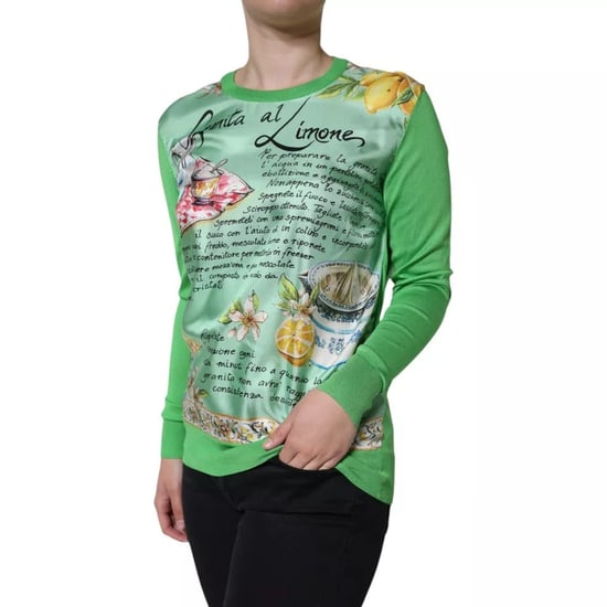 Dolce & Gabbana Grüner Seiden-Granita Al Limone Pullover mit langen Ärmeln - Image 5