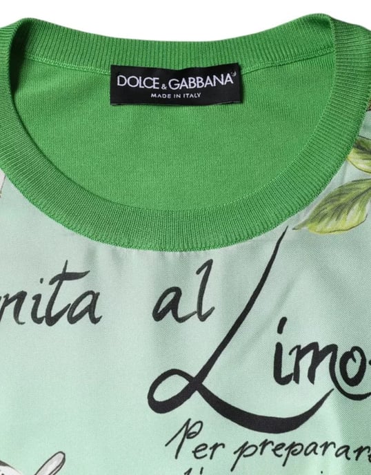 Dolce & Gabbana Grüner Seiden-Granita Al Limone Pullover mit langen Ärmeln - Image 6