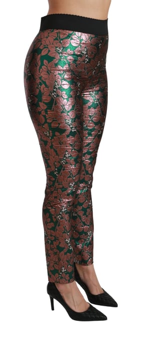 Dolce & Gabbana Grüne Bronze Blatt Strumpfhose Schmale Hose - Image 3